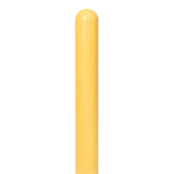 A yellow cylindrical Innoplast BollardGard cover with a white border.