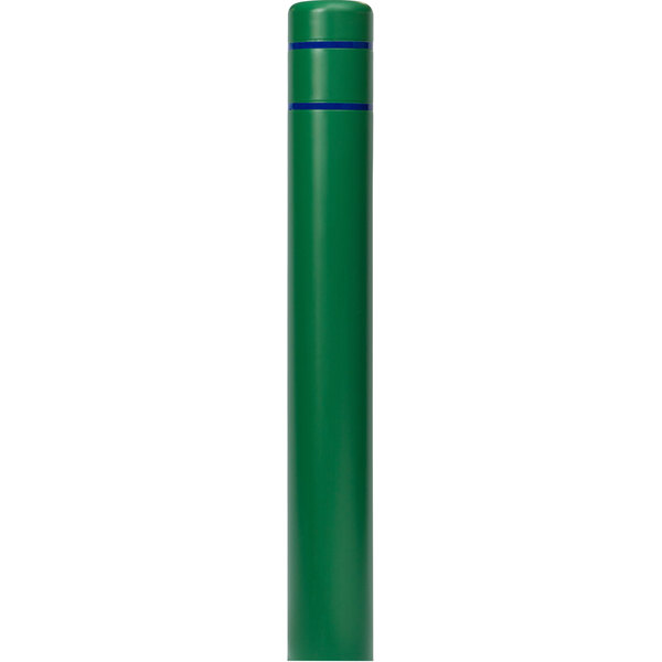 A green cylindrical Innoplast BollardGard with blue stripes.