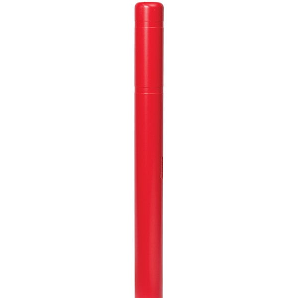 A red Innoplast BollardGard cover for a safety bollard with a white border.