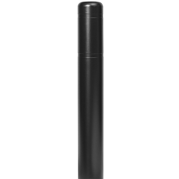 A close up of a black cylindrical Innoplast BollardGard cover with a cap.