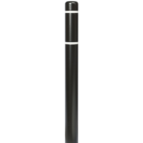 A black cylindrical Innoplast BollardGard with white stripes.