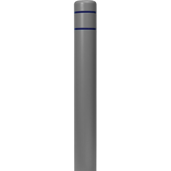 A grey cylindrical Innoplast BollardGard with blue reflective stripes.