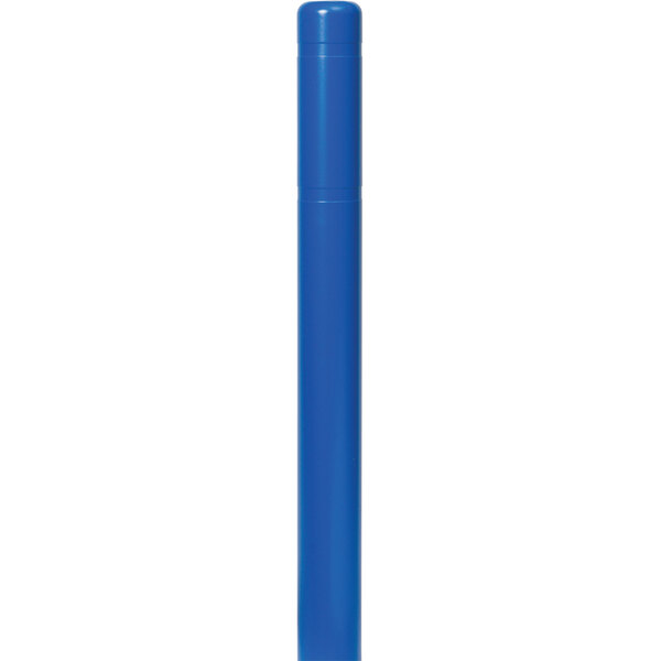 A blue cylindrical object with white text.