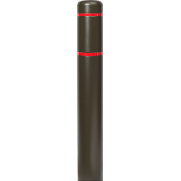 A black Innoplast bollard cover with red reflective stripes.