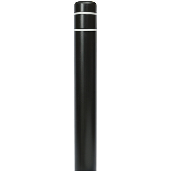 A black cylindrical Innoplast BollardGard with white stripes.