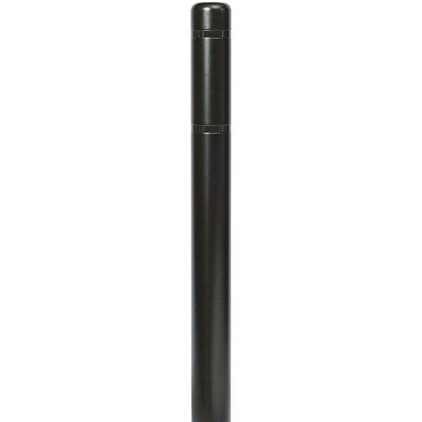 A black Innoplast bollard cover with black reflective stripes on a white background.