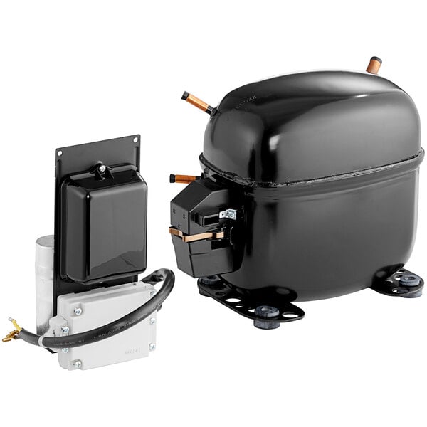 A black rectangular Secop SCE15CNLX 1 hp compressor.