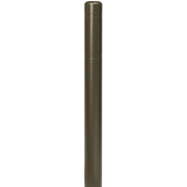 A brown Innoplast BollardGard cover with a black stripe on a metal pole.