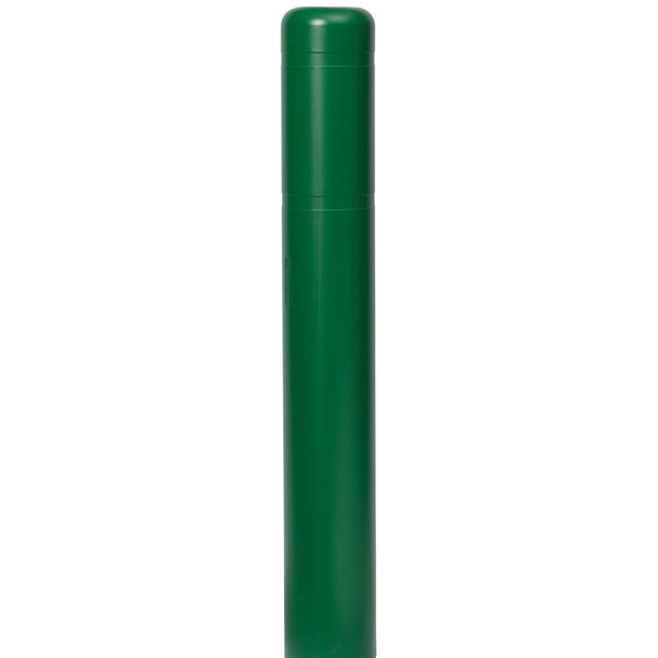 A green cylindrical bollard cover with a white cap.