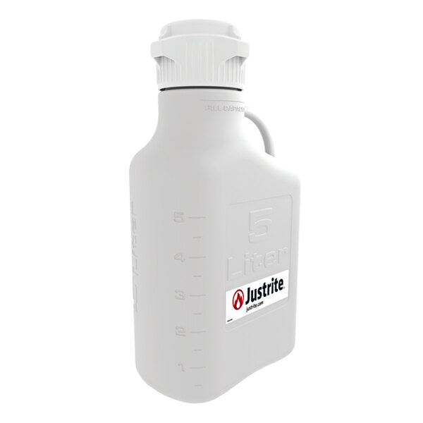 A white HDPE carboy with a white lid.
