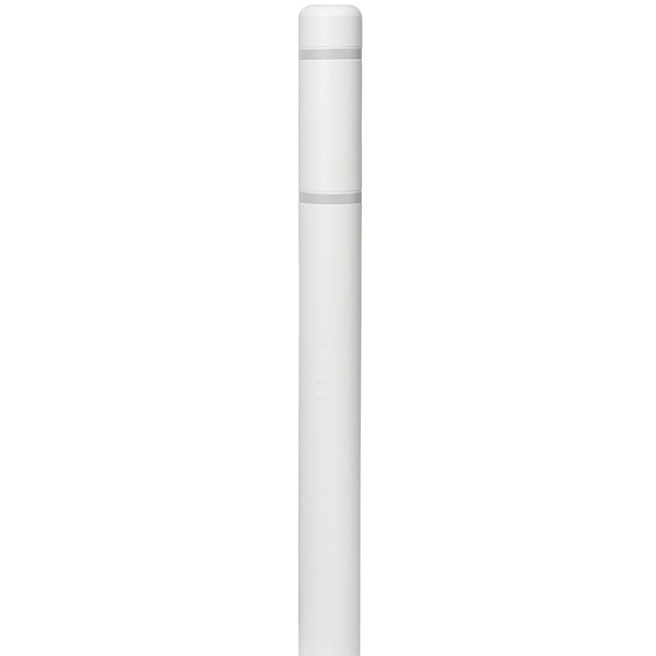 A white Innoplast BollardGard with white reflective stripes covering a white bollard.