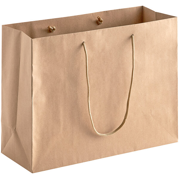 hooi Verknald Bemiddelaar Customizable Brown Paper Bag with Rope Handles 16" x 6" x 12" - 100/Case