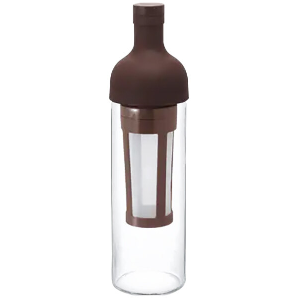 A brown glass bottle with a brown cap.