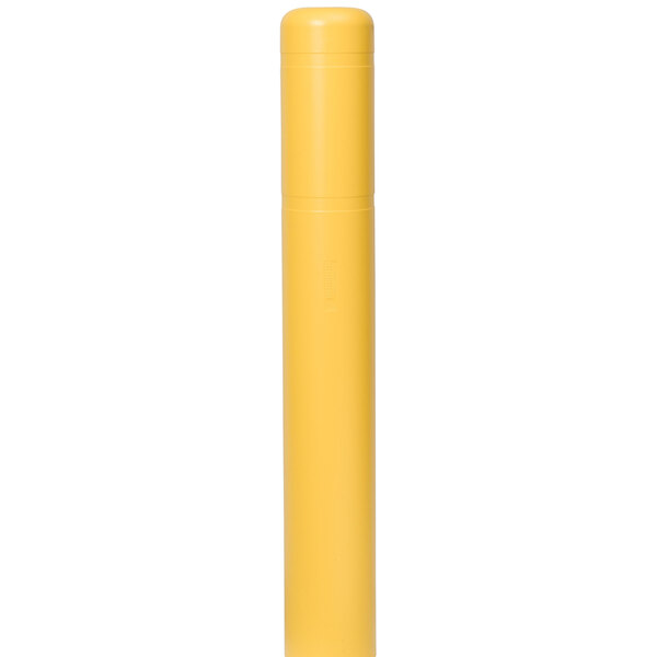 A yellow cylindrical bollard cover with a black top.