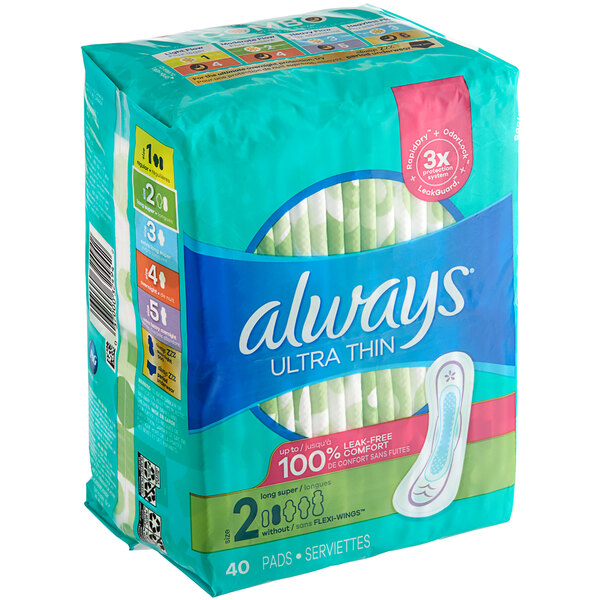 Always Maxi Feminine Pads with Wings for Women, Extra Long Super Absorbency  Unscented, Size 3