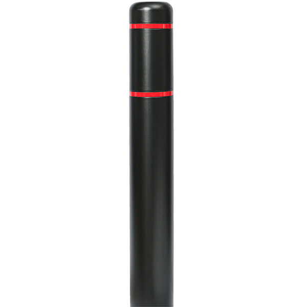 A black cylindrical Innoplast BollardGard with red reflective stripes.