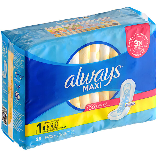 Always Maxi 28-Count Unscented Menstrual Pad with Wings - Size