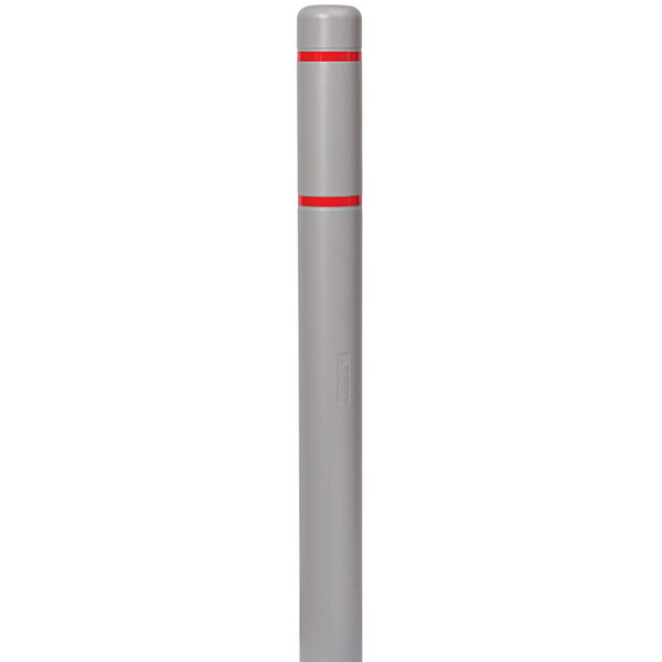 A grey Innoplast BollardGard pole with red stripes.