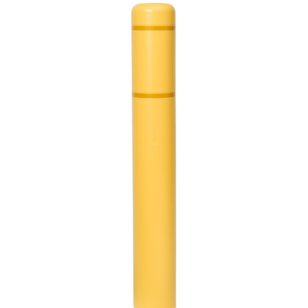 A yellow cylindrical Innoplast BollardGard with yellow reflective stripes.