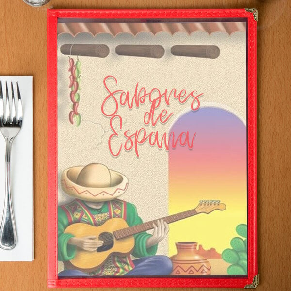 Menu paper with a Southwest Mariachi design featuring a guitar and a sombrero.