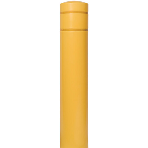 A yellow cylindrical object with yellow and black stripes.