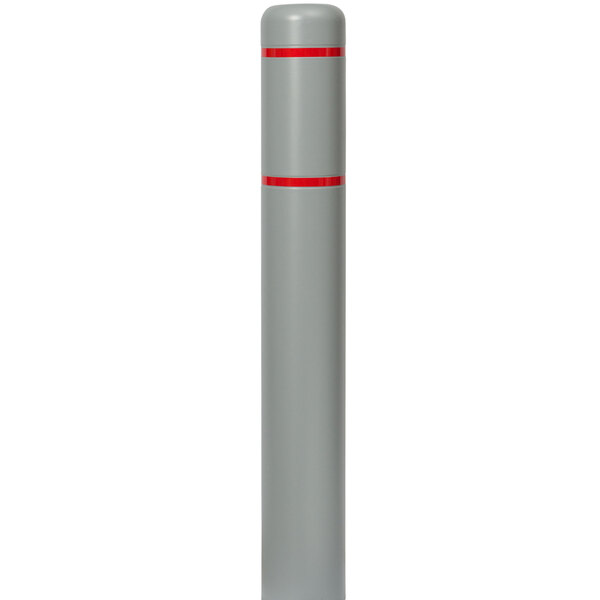 A grey Innoplast BollardGard pole with red stripes.
