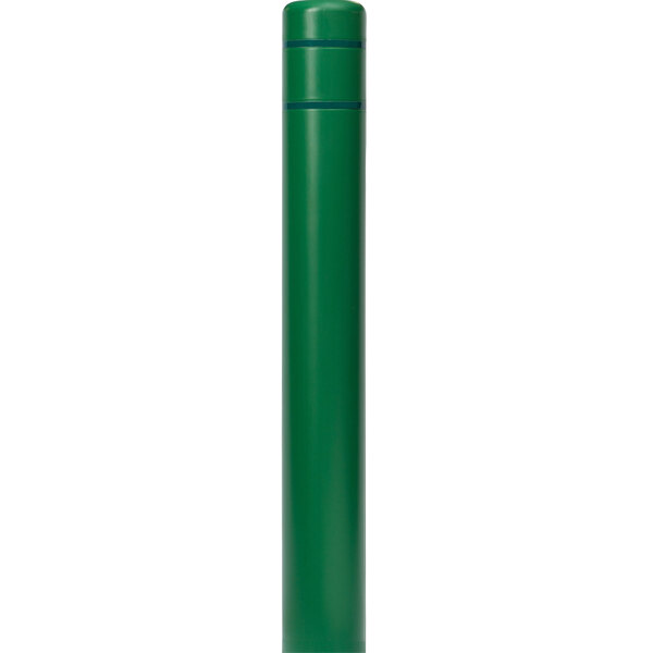 An Innoplast green bollard cover with green reflective stripes on a green pole.