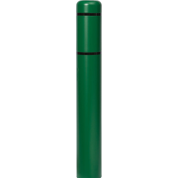 A green cylindrical Innoplast BollardGard with black reflective stripes.