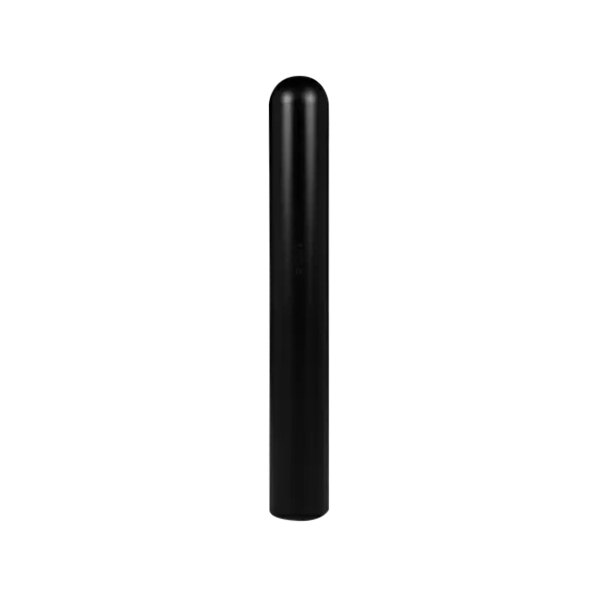 A black cylindrical Innoplast BollardGard cover with a white background.