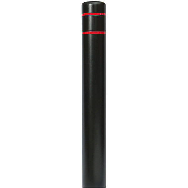 A black cylindrical Innoplast BollardGard with red stripes.