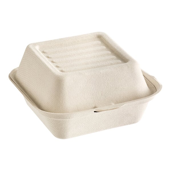 EcoChoice 9 x 9 x 3 Compostable Sugarcane / Bagasse 3 Compartment  Takeout Container - 50/Pack
