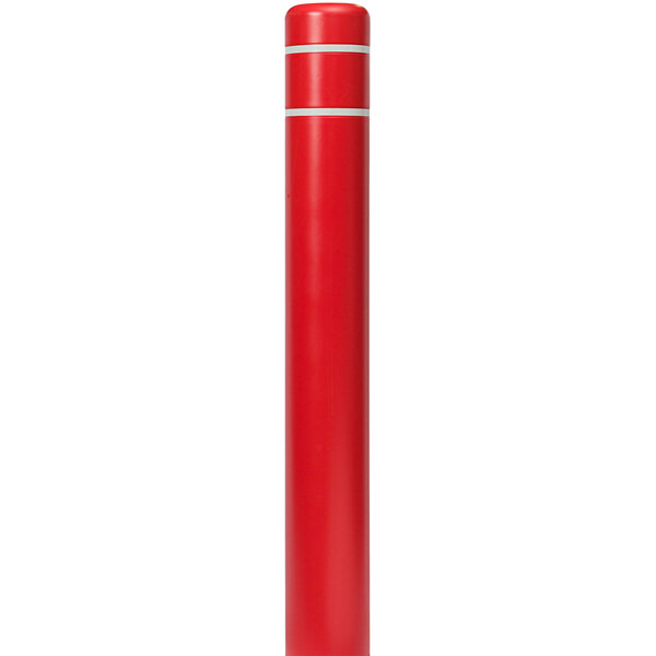 A red cylindrical Innoplast BollardGard with white stripes.