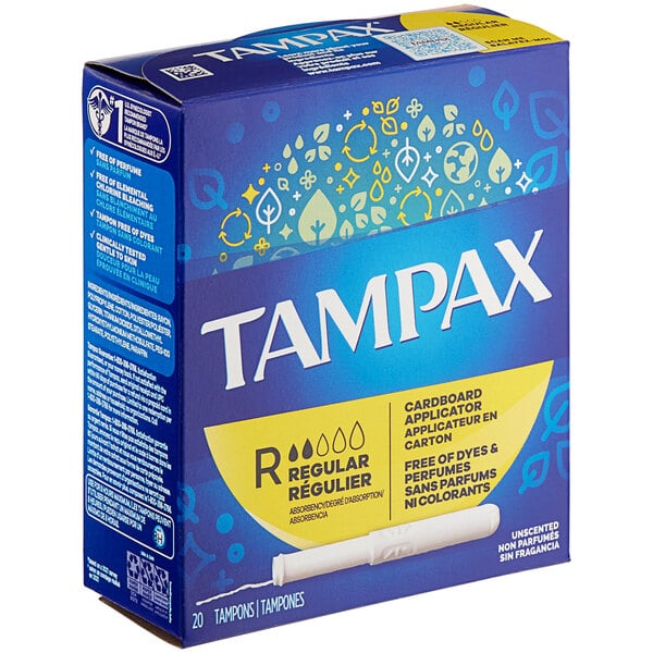 Tampax 20-Count Tampon with Cardboard Applicator - Regular Absorbency -  24/Case