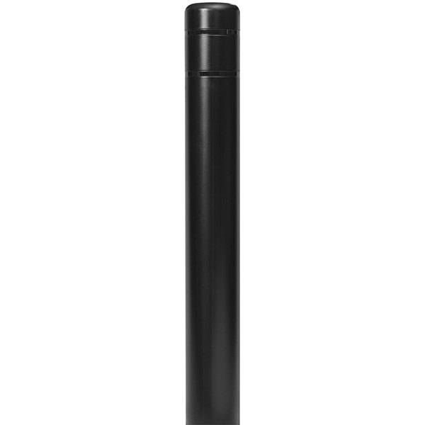 A black cylindrical Innoplast bollard cover with black reflective stripes.