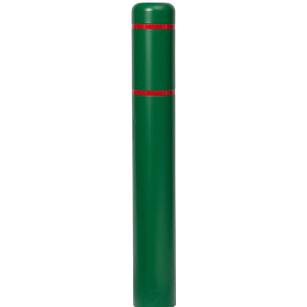 A green cylindrical Innoplast BollardGard with red stripes.