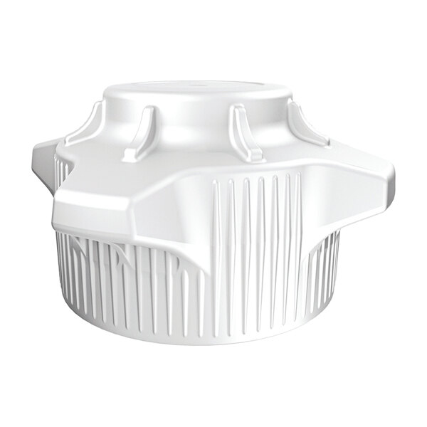 A white plastic cap for a round Justrite carboy top.