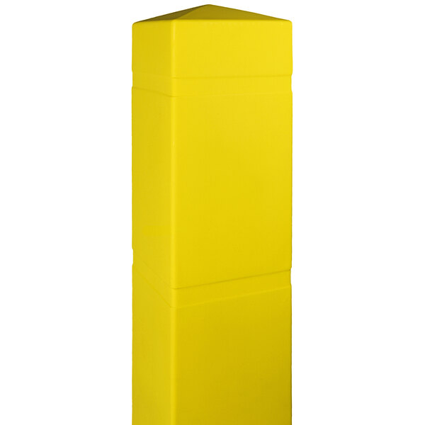 A yellow rectangular Innoplast BollardGard cover.