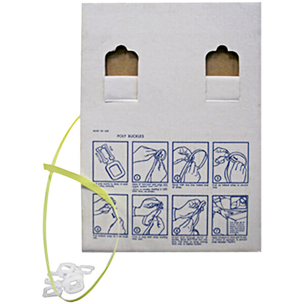 A white box of Innoplast yellow polypropylene strapping with instructions on it.