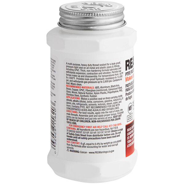 A close up of a white bottle of Hercules Real Tuff White PTFE Thread Sealant with red and black text.