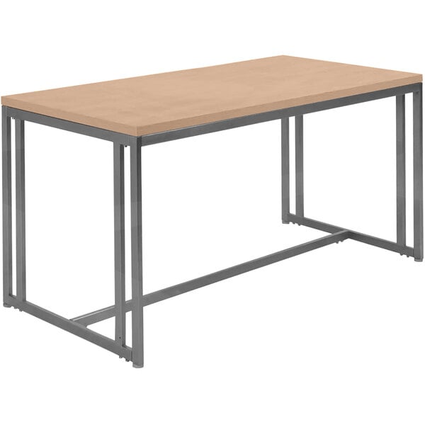 An Econoco Boutique nesting table with metal legs and a wooden top.