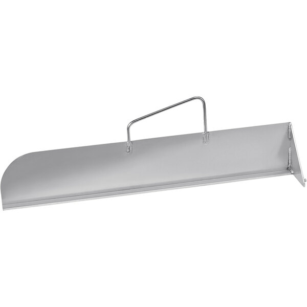 A silver metal AccuTemp griddle divider with a metal handle.