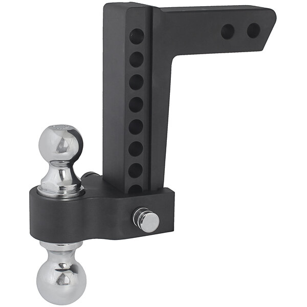 A black and silver metal Trailer Valet drop hitch with holes in the corners.