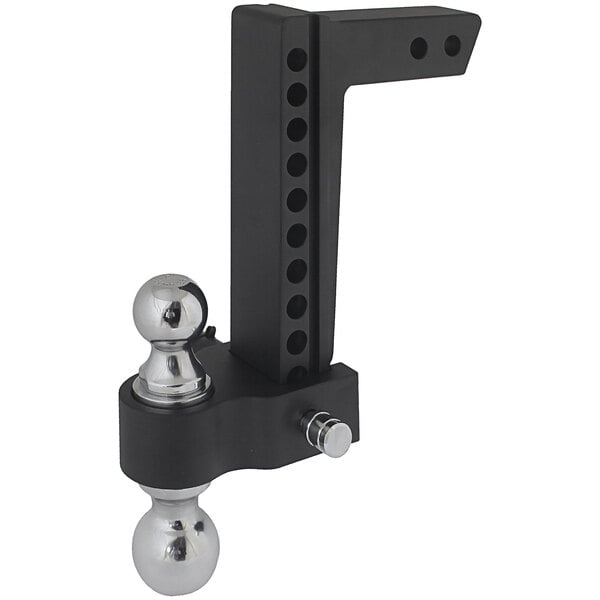 A black and silver Trailer Valet drop hitch with a ball on it.