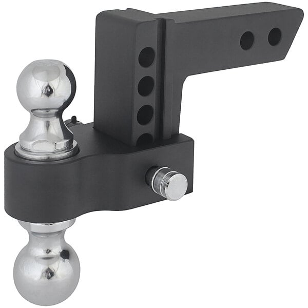 A black and silver Trailer Valet drop hitch with a ball on it.