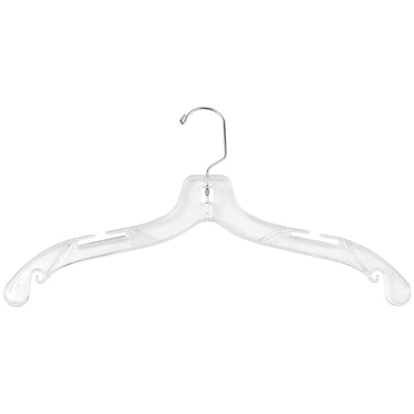 17 White Plastic Heavy-Weight Shirt Hanger with Chrome Hook and Washer -  100/Pack