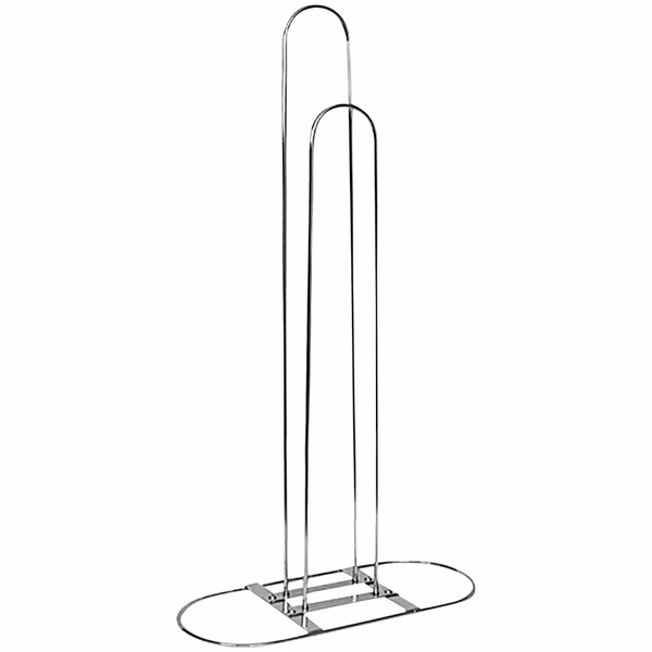 A metal Hanger Stacker stand with metal legs.