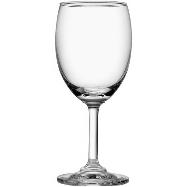 A Classic white wine glass with a stem.