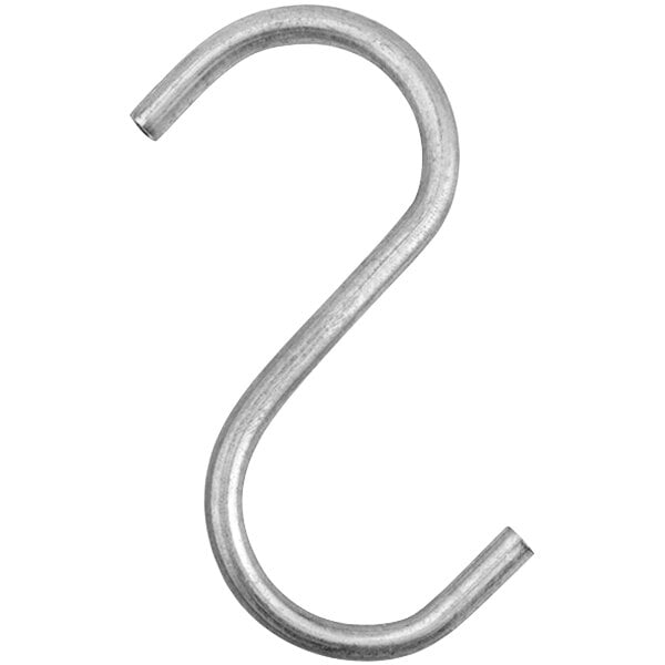 A 4" silver zinc S-shaped pants hook.