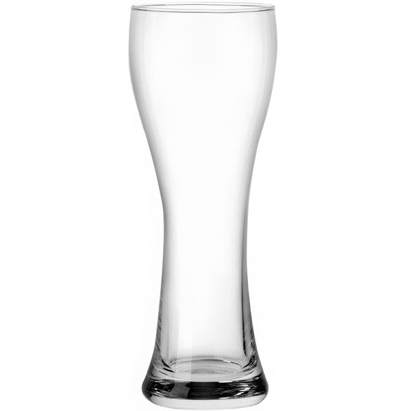 A close-up of a clear 16 oz. Pilsner Glass.