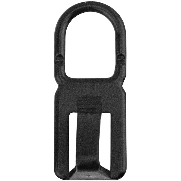 A 1 3/4" black plastic hanger connector.